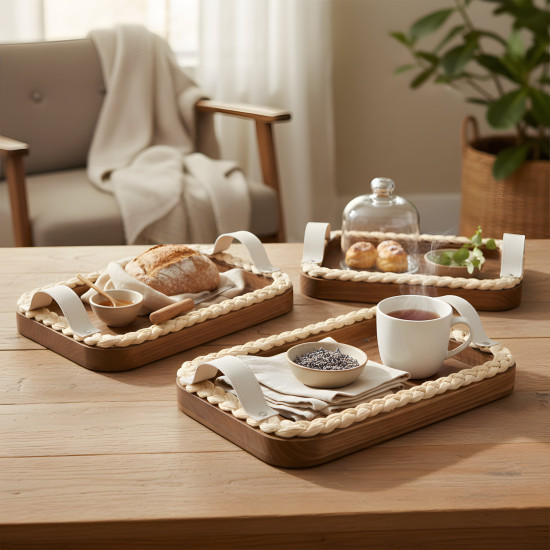 Wooden Tray Set 3 Pcs